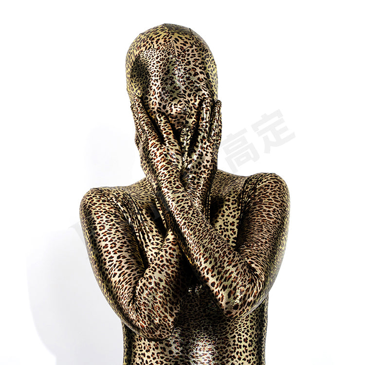 Gold stamping - Leopard print Zentai Suit