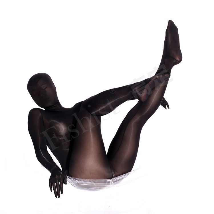 High-density glossy thick black stockings Zentai Suit